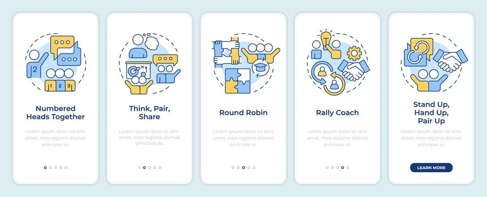 Cooperative learning structures onboarding mobile app screen 스톡 일러스트