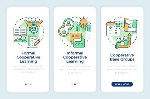 Cooperative learning types onboarding mobile app screen イラスト素材