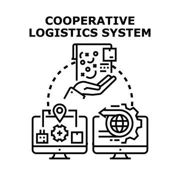 Cooperative logistics system managing delivery and supply network Stock Illustration