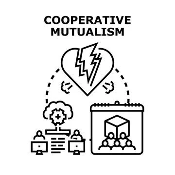 Cooperative mutualism concept showing teamwork and shared goals Stock Illustration