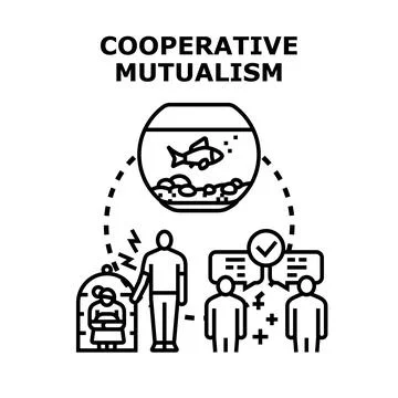Cooperative mutualism concept showing teamwork and support Stock Illustration