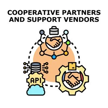 Cooperative partners supporting network collaboration with vendor services Stock Illustration