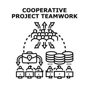 Cooperative project teamwork concept developing business strategy collaborati Illustrazione stock