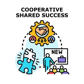 Cooperative shared success concept collaborating as business team Stock Illustration