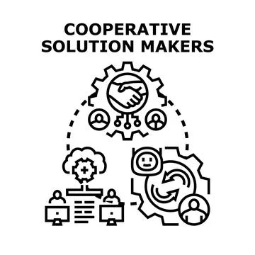 Cooperative solution makers collaborating on digital business development Stock Illustration