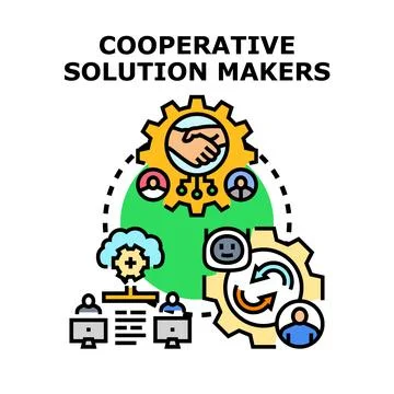 Cooperative solution makers collaborating on digital business development Stock Illustration