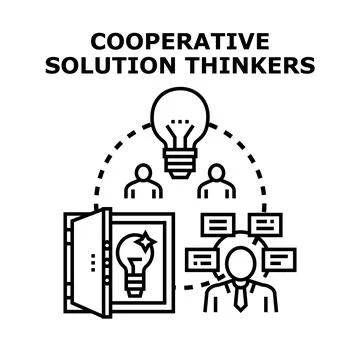 Cooperative solution thinkers brainstorming and developing ideas 스톡 일러스트