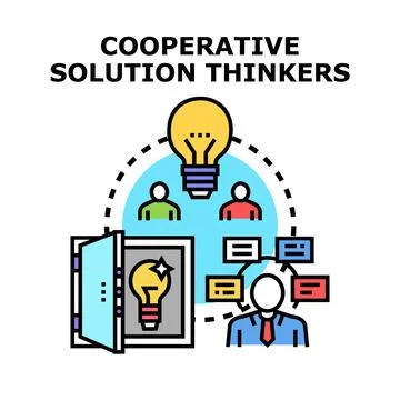 Cooperative solution thinkers brainstorming and developing ideas Ilustração Stock