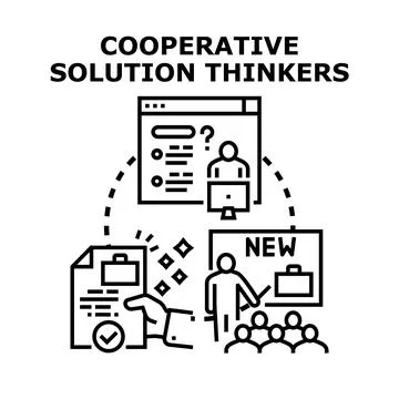Cooperative solution thinkers developing new business concepts Stock Illustration