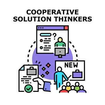 Cooperative solution thinkers developing new business concepts Illustration