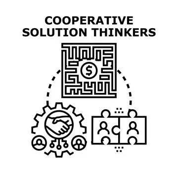 Cooperative solution thinkers working on business strategy Illustrazione stock