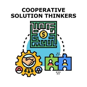 Cooperative solution thinkers working on business strategy 库存插图