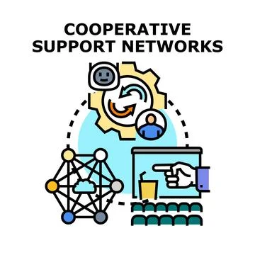Cooperative support networks creating collaborative business solutions Stock Illustration