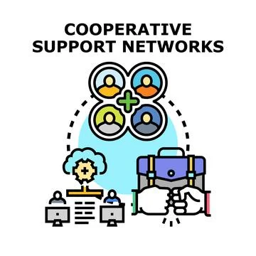 Cooperative support networks creating team collaboration concept Stock Illustration