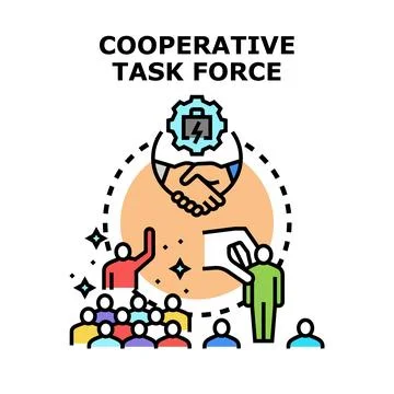 Cooperative task force creating project solutions together Ilustração Stock