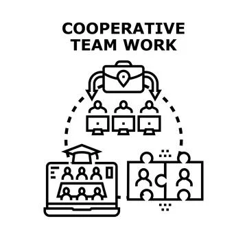 Cooperative teamwork collaboration for business learning and success Illustrazione stock