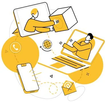 Cooperative work vector illustration. Together, we navigate challenges, turni イラスト素材