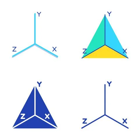 Coordinate axis icon set in flat and line style Ilustración de archivo