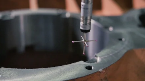 Coordinate Measuring Machine CMM Measures a Steed Detail with High Precision 스톡 동영상 91993717