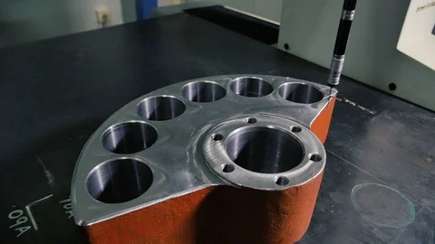 Coordinate Measuring Machine CMM Measures a Steed Detail with High Precision Video stock 91993910