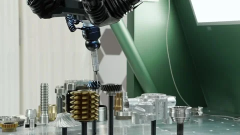 Coordinate Measuring Machine measures complex parts. Stock Footage 155176024