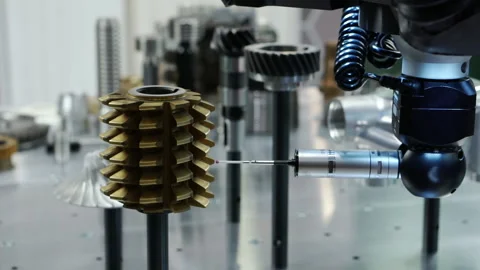 Coordinate Measuring Machine measures complex parts. Stock Footage 155181438