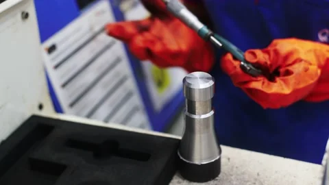 Coordinate Measuring Machine measures complex parts Stock Footage 156724888