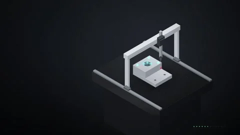 Coordinate Measuring Machine Ruby Probe Inspecting Machined Part Seamless Loop Stock-Footage 346879132