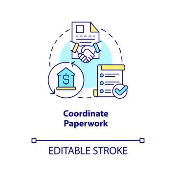 Coordinate paperwork concept icon Stock Illustration