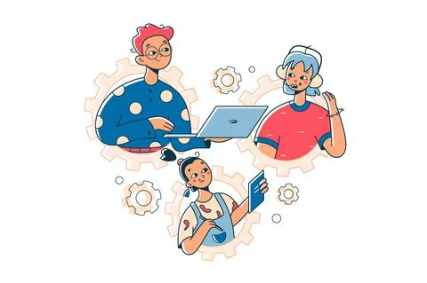 Coordinate relationship between work people Stock Illustration