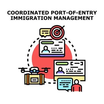 Coordinated border control and immigration management system Stock Illustration
