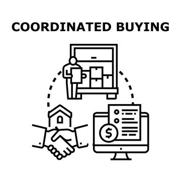 Coordinated buying group purchase process delivering efficiency Stock Illustration