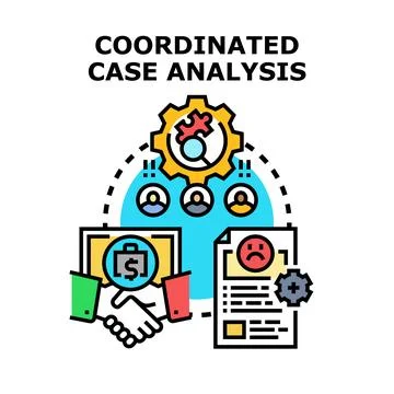 Coordinated case analysis for business problem solving Stock Illustration