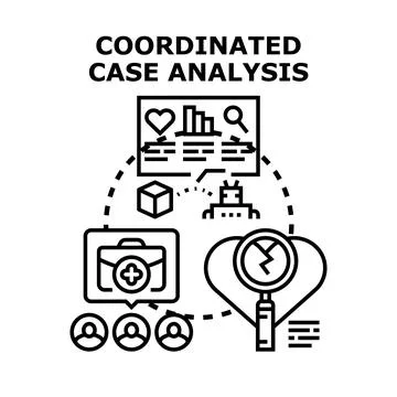 Coordinated case analysis concept exploring data management Stock Illustration