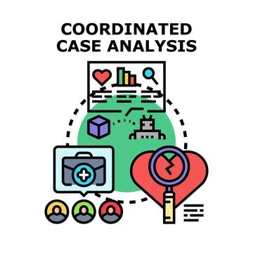 Coordinated case analysis concept exploring data management Stock Illustration