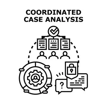 Coordinated case analysis concept planning strategy development Stock Illustration
