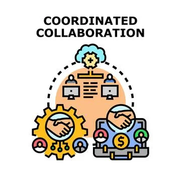 Coordinated collaboration connecting global business teams working together Ilustración de archivo