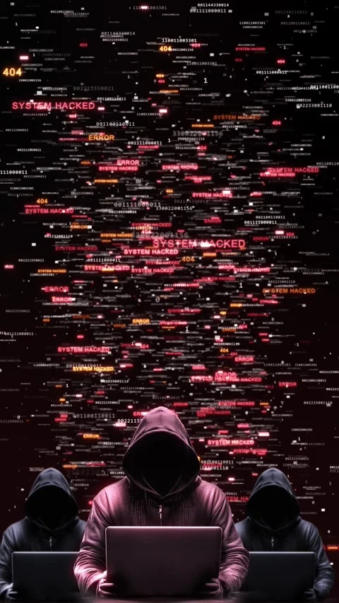 Coordinated Cyber Attack Hackers System Breach Error Data Stream streaming error Stock Footage 341906445