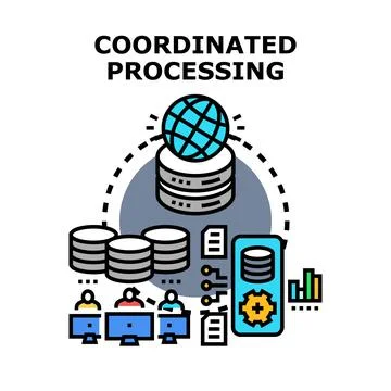 Coordinated data processing system managing global information flow Stock Illustration