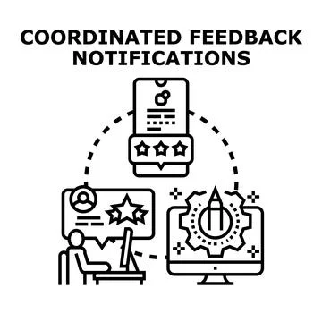 Coordinated feedback notifications for user experience improvement Stock Illustration