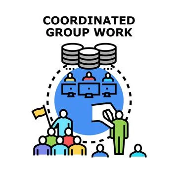 Coordinated group work, collaboration and team management Stock Illustration