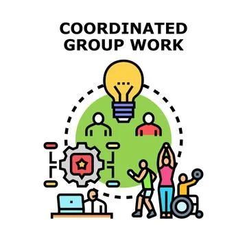 Coordinated group work concept for business team collaboration Stock Illustration