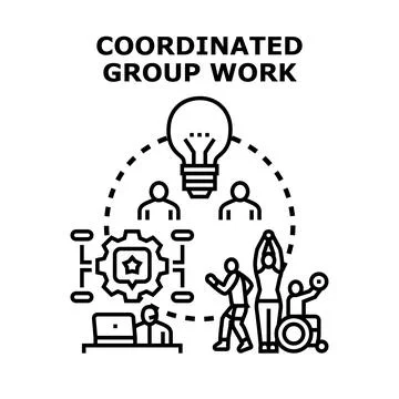Coordinated group work concept for business team collaboration Stock Illustration