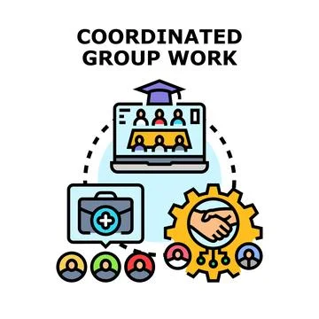 Coordinated group work process planning and collaboration Stock Illustration