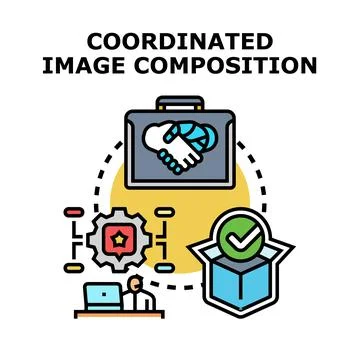 Coordinated image composition process creating business solutions Stock Illustration