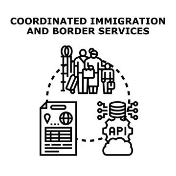 Coordinated immigration and border services concept vector Stock Illustration