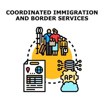 Coordinated immigration and border services concept vector Stock Illustration
