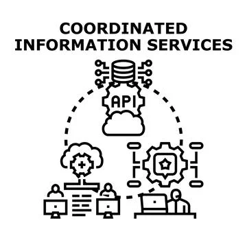 Coordinated information services and digital technology concept Illustrazione stock
