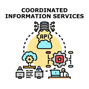 Coordinated information services and digital technology concept Illustrazione stock