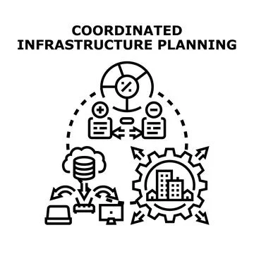 Coordinated infrastructure planning managing urban development project Stock Illustration